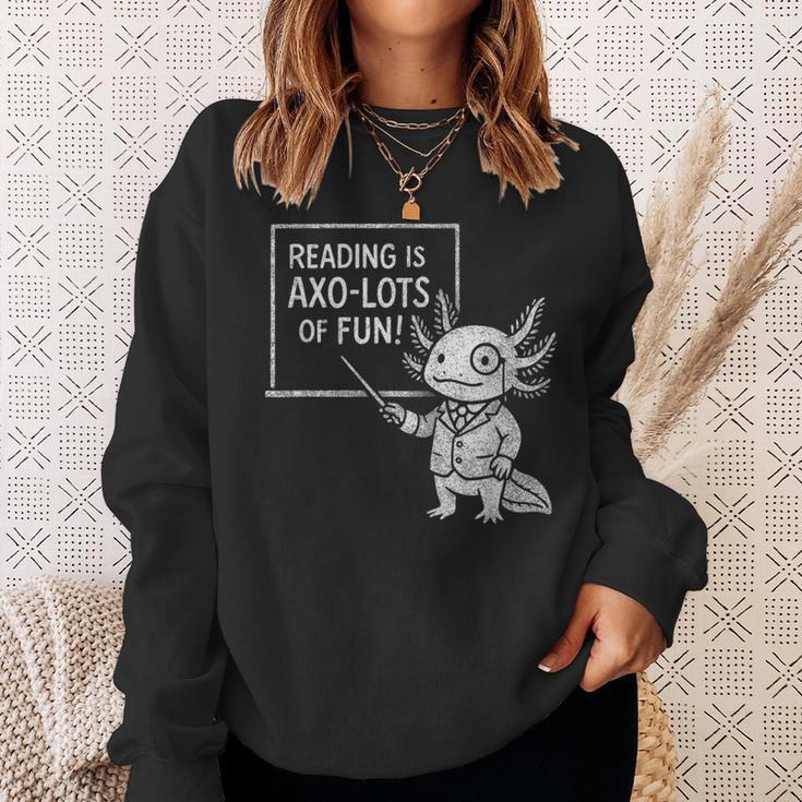 Axolotl Reading Is AXO-Lots Of Fun Book Lover Sweatshirt Gifts for Her Axolotl Reading Is AXO-Lots Of Fun Book Lover Sweatshirt Gifts for Her