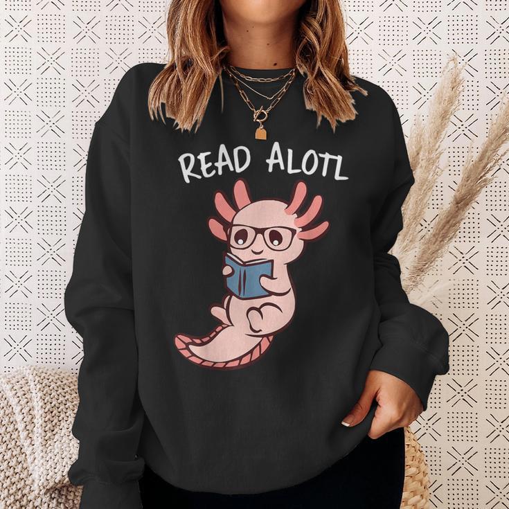 Axolotl Reading a Book Read Alotl Books Axolotl Book Sweatshirt Gifts for Her