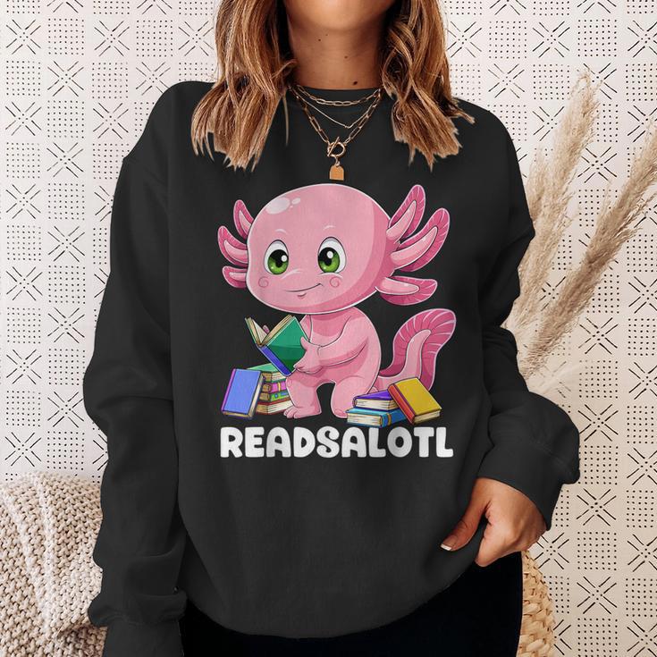 Axolotl Reading Book Readsalotl Kawaii Axolotl Book Bookworm Sweatshirt Gifts for Her