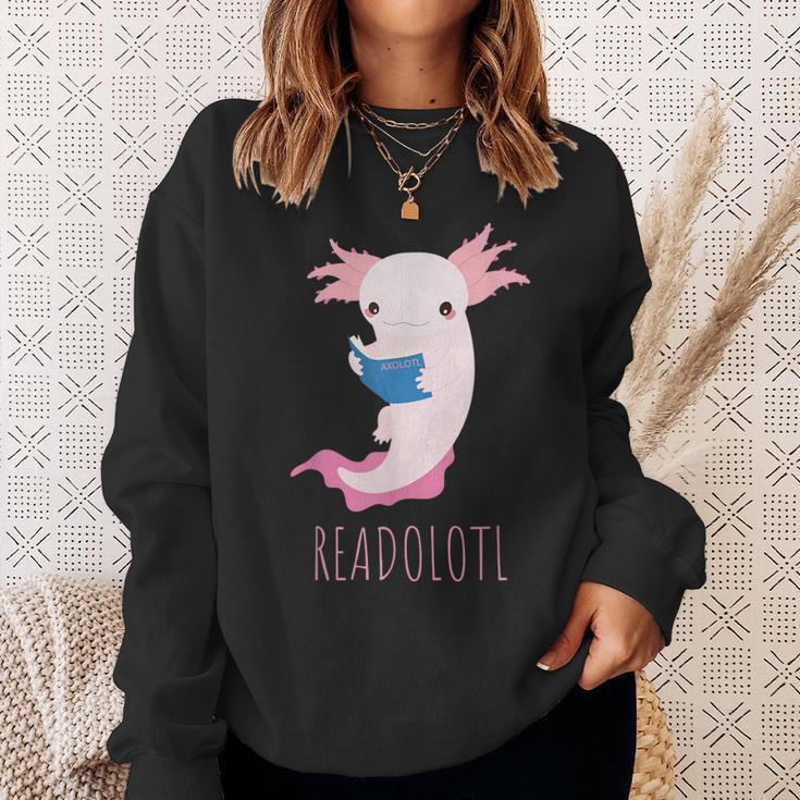 AXOLOTL Reads a Book READOLOTL Bookworm Axolotl Sweatshirt Gifts for Her