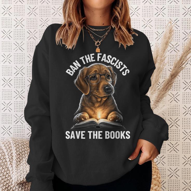 Ban The Fascists Save The Books Book & Dogs Lovers Sweatshirt Gifts for Her