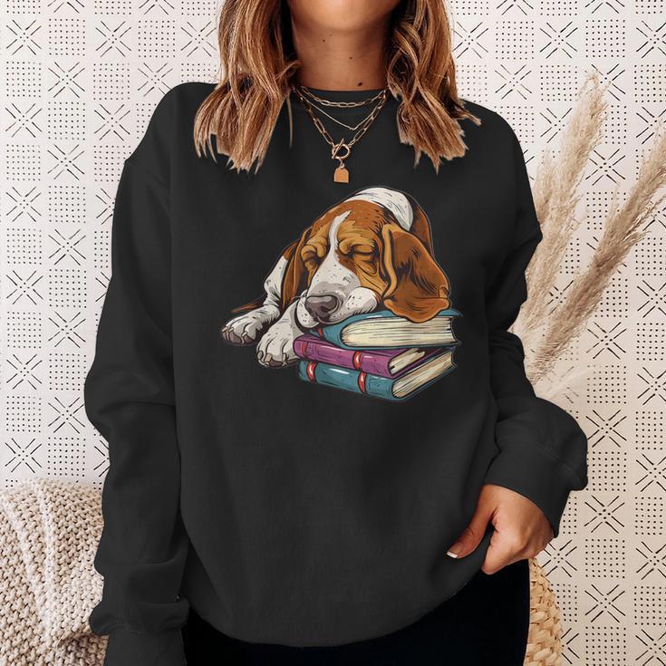 Basset Hound Books Dog Breed Graphic Sweatshirt Gifts for Her