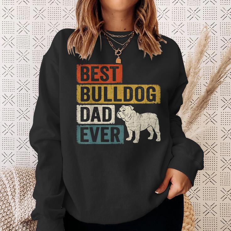 Best Bulldog Dad Ever レトロ ヴィンテージ ブルドッグデザイン スウェットシャツ 彼女への贈り物