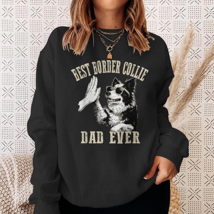 Best Dog Dad Ever ヴィンテージ 面白い かわいい ボーダーコリー 犬 スウェットシャツ 彼女への贈り物
