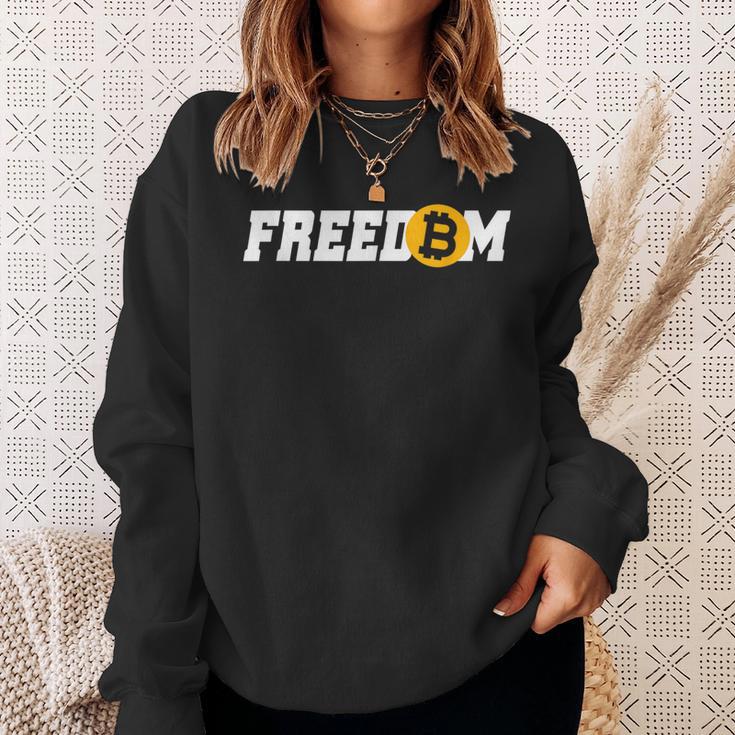 Bitcoin Freedom 暗号通貨 Btc 自由 ミリオネア ビットコインでお金持ち スウェットシャツ 彼女への贈り物
