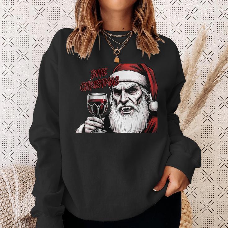 Bite Christmas Vampire Santa Claus Vintage Comic Book Style Sweatshirt Gifts for Her