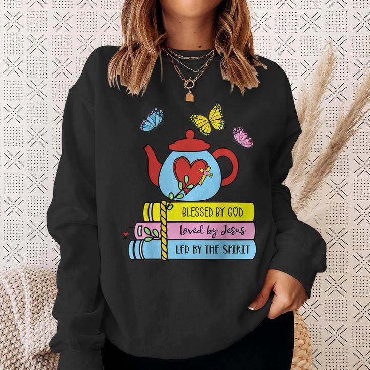 Blessed By God Loved By Jesus Book Lovers Sweatshirt Gifts for Her