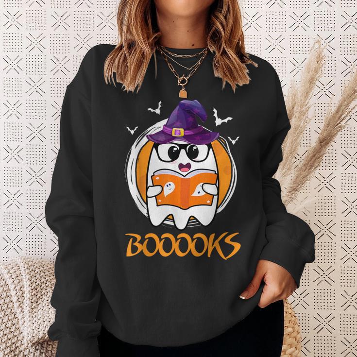 Boo Boooks Ghost Book Reading Halloween 2025 Teacher Sweatshirt Gifts for Her