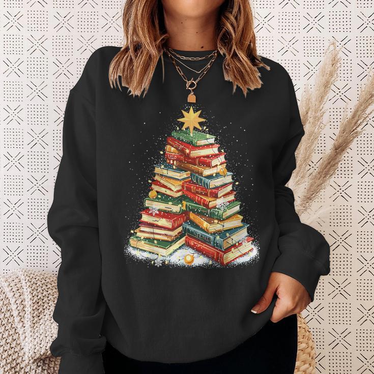 Book Christmas Tree Reading Sweatshirt Gifts for Her