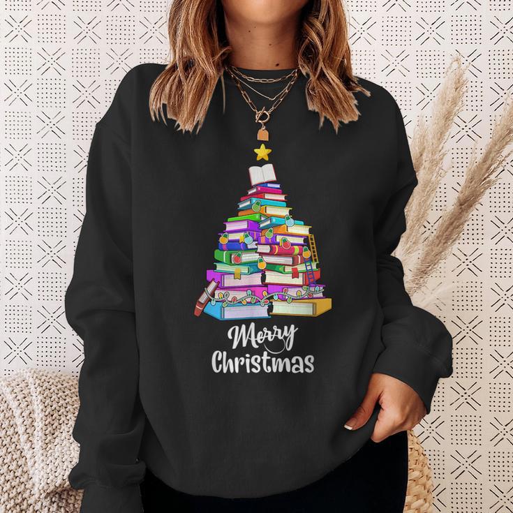 Book Christmas Tree Xmas Lights Librarian Merry Christmas Sweatshirt Gifts for Her Book Christmas Tree Xmas Lights Librarian Merry Christmas Sweatshirt Gifts for Her