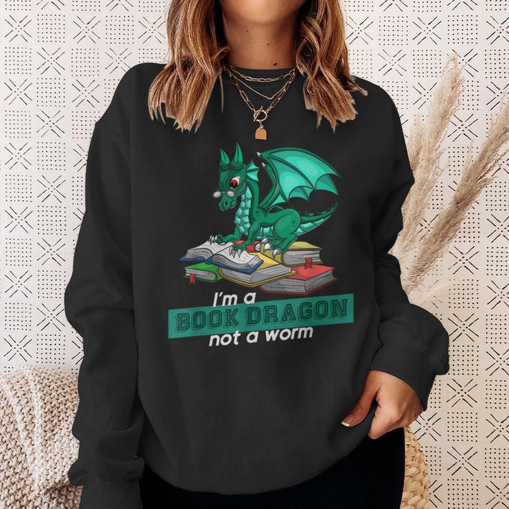 Im A Book Dragon Not A Worm Dragon Sweatshirt Gifts for Her