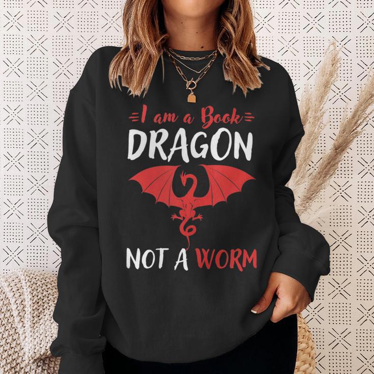 I Am A Book Dragon Not A Worm Sweatshirt Gifts for Her I Am A Book Dragon Not A Worm Sweatshirt Gifts for Her