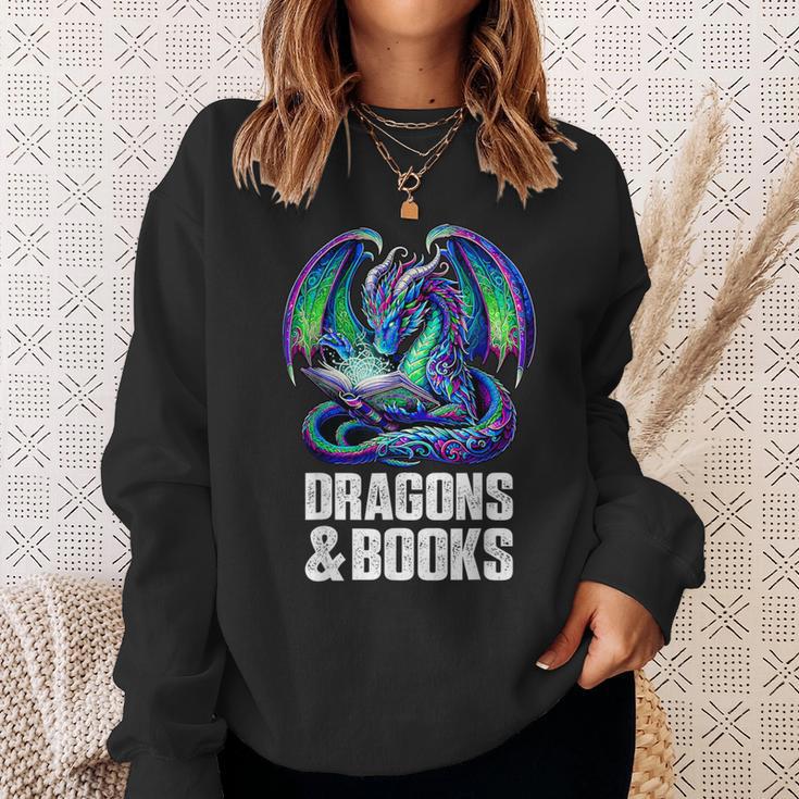 Book Dragons And Books Reading Lover Sweatshirt Gifts for Her
