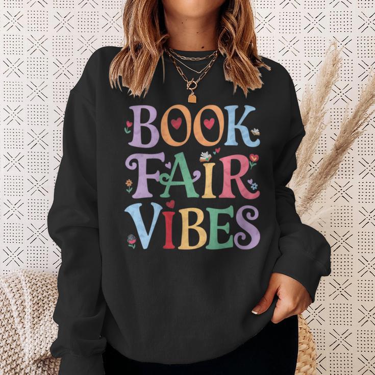 Book Fair Vibes Groovy Retro Reading Sweatshirt Gifts for Her