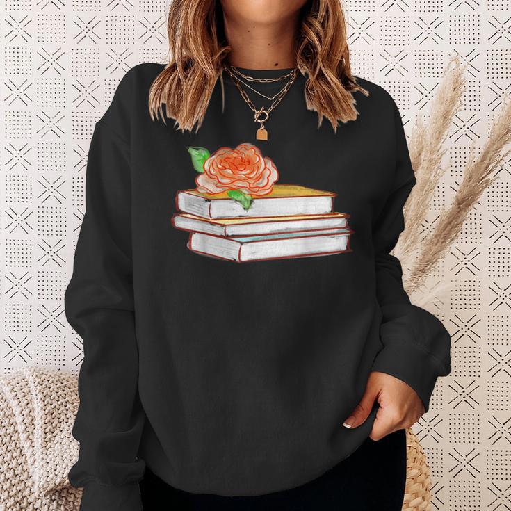 Book Flower Sweatshirt Gifts for Her