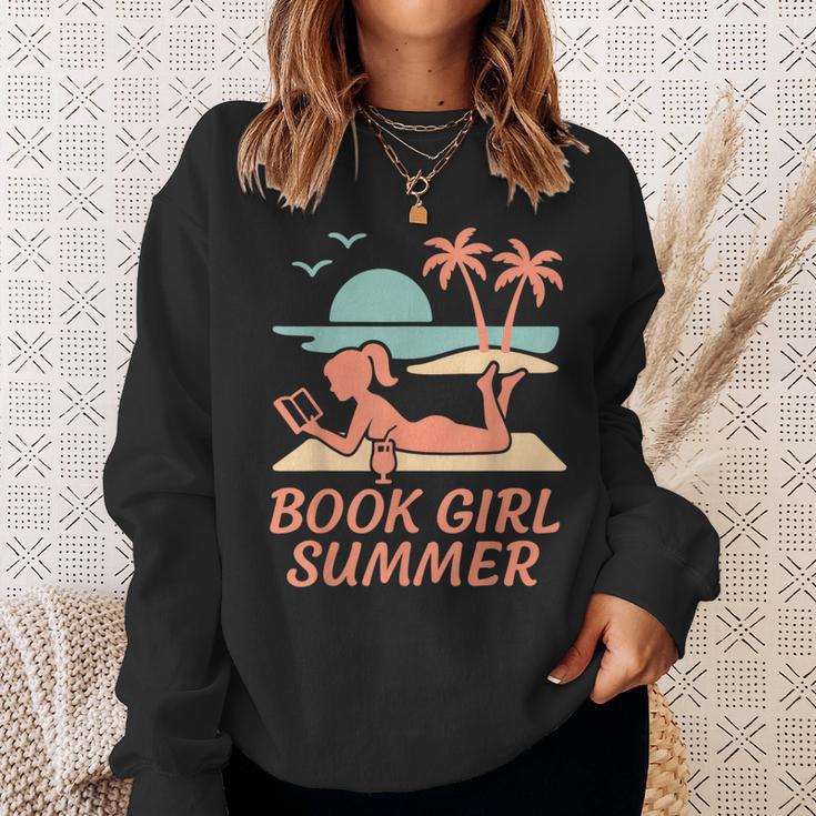 Book Girl Summer Book Reading Retro Sunset Sweatshirt Gifts for Her