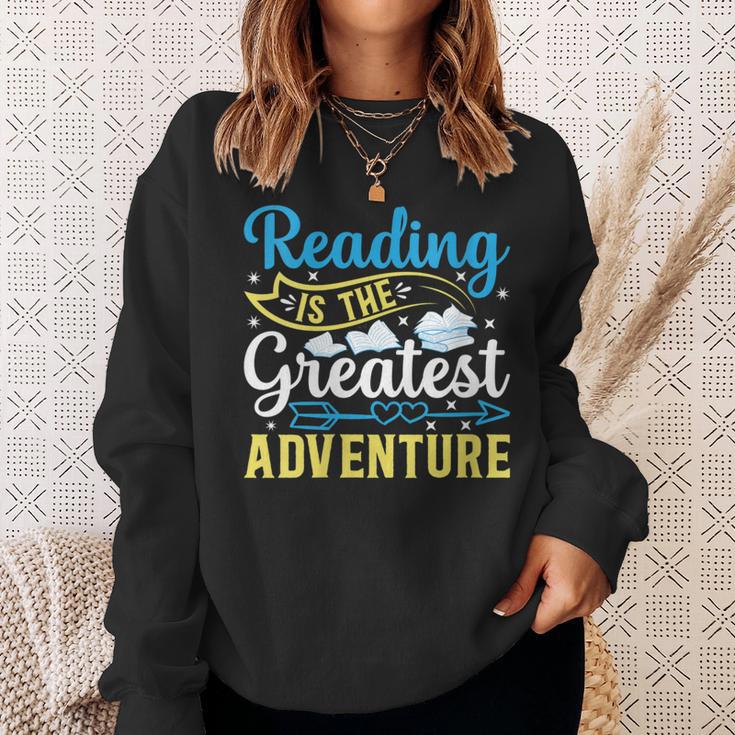 Book Librarian Reading Is The Greatest Adventure Book Lover Sweatshirt Gifts for Her