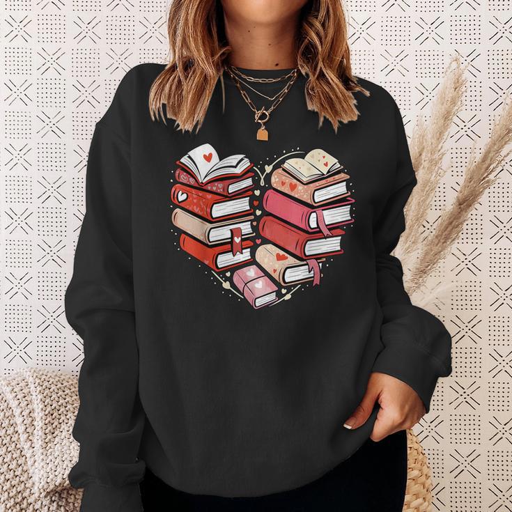 Book Lover Heart Shape Reading Librarian Valentine Men Women Sweatshirt Gifts for Her