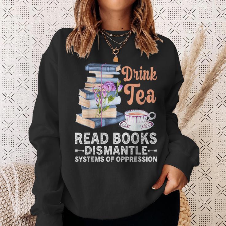 Book Lover Quote Drink Tea Read Books Cool Book Lover Sweatshirt Gifts for Her