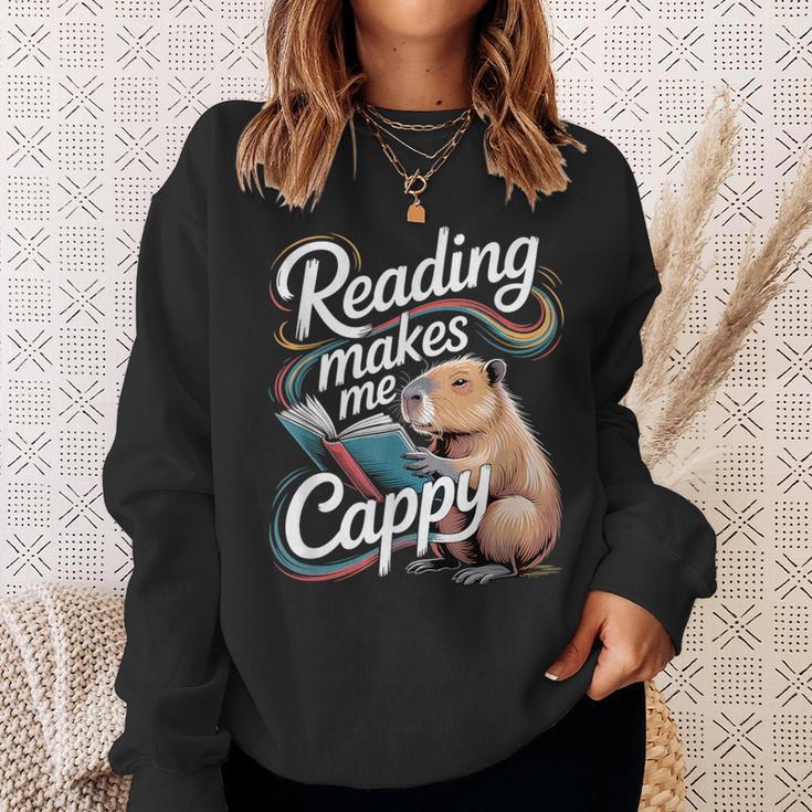 Book Lover Reading Makes Me Cappy Pun Capybara Reading Sweatshirt Gifts for Her Book Lover Reading Makes Me Cappy Pun Capybara Reading Sweatshirt Gifts for Her
