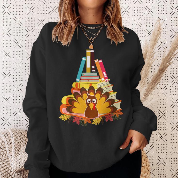 Book Lover Turkey Day Thankful Holiday Thanksgiving Day Sweatshirt Gifts for Her