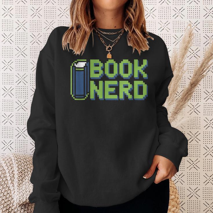 Book Nerd Pixel Retro Reading Bibliophile Gamer Sweatshirt Gifts for Her
