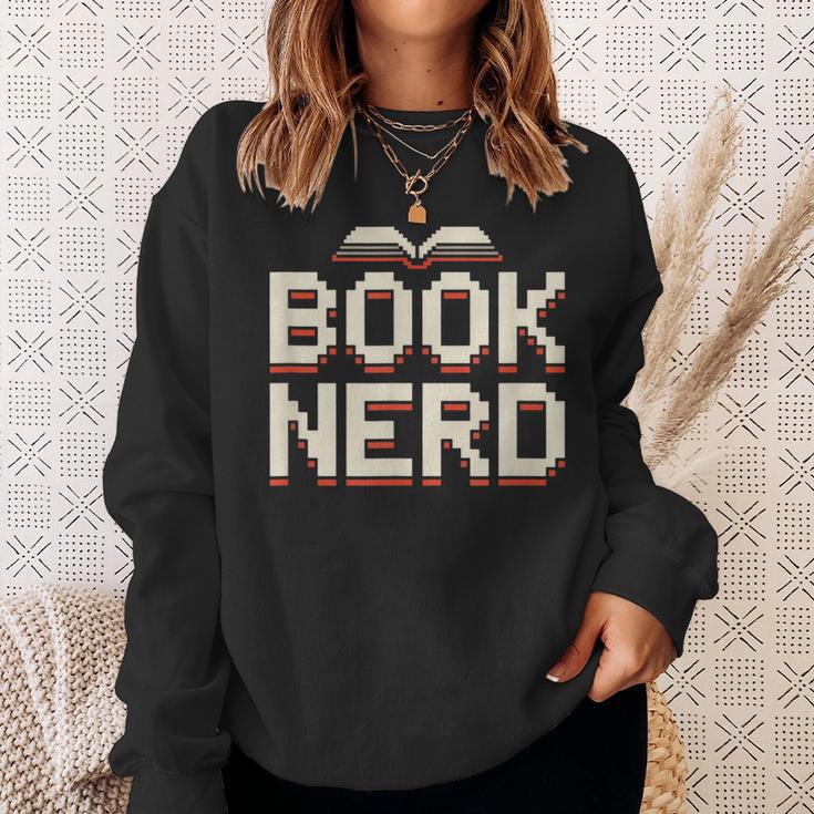 Book Nerd Retro Pixel Reading Librarian Aesthetic Sweatshirt Gifts for Her