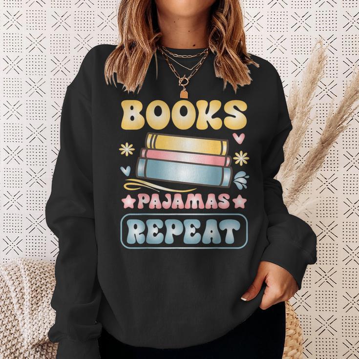 Book And Pajama Books Pajamas Repeat Librarian Sweatshirt Gifts for Her