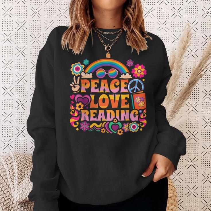 Book Peace Bookworm Hippie Rainbow Peace Sign Sweatshirt Gifts for Her
