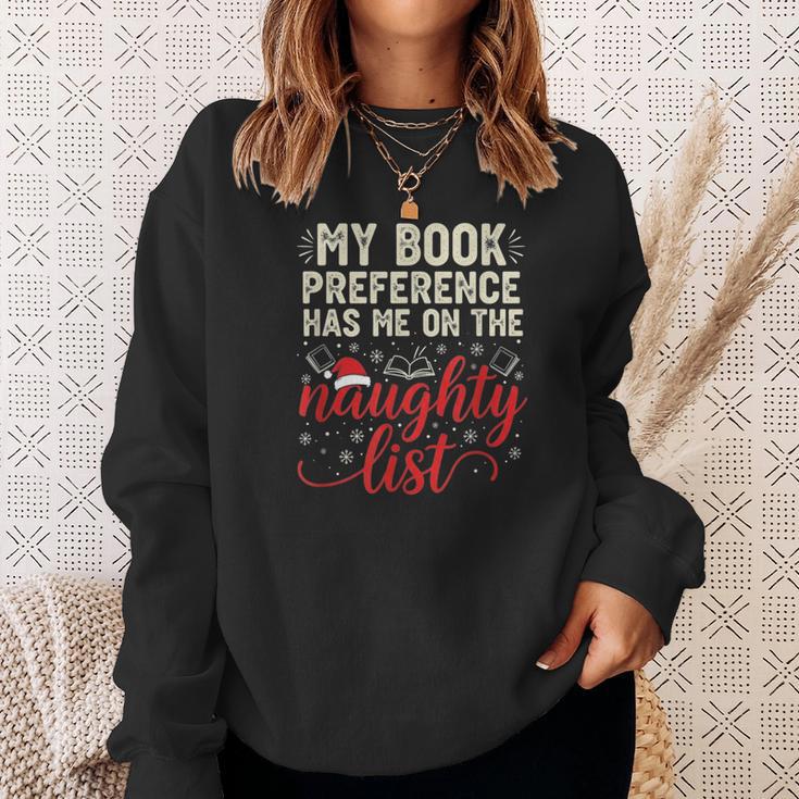 My Book Preference Naughty List Readers Christmas Joke Sweatshirt Gifts for Her