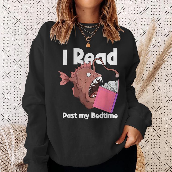 Book Reading Anglerfish I Read Past My Bed Time Librarian Sweatshirt Gifts for Her