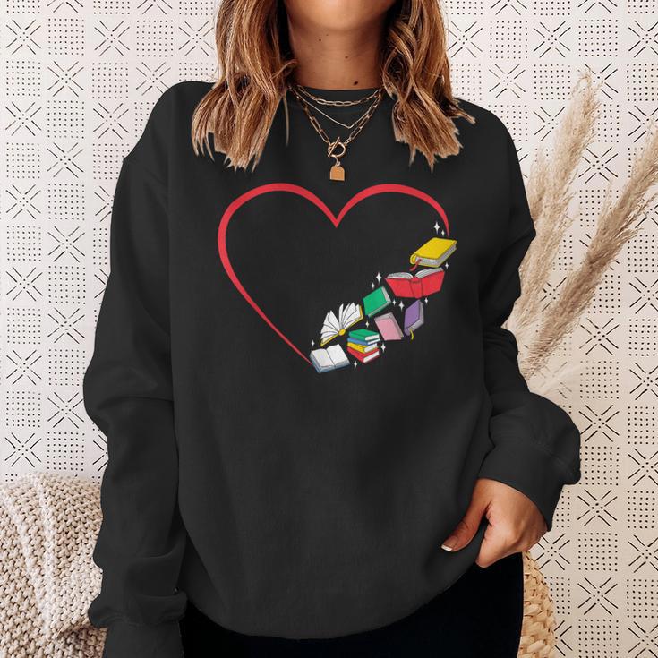 Book Reading Books Heart Sweatshirt Gifts for Her