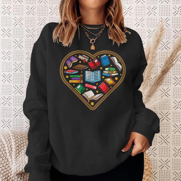 Book Reading Bookworm Reader Literature Heart Sweatshirt Gifts for Her Book Reading Bookworm Reader Literature Heart Sweatshirt Gifts for Her