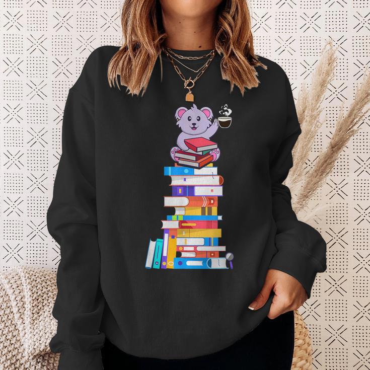 Book Reading Tea Coffee Kawaii Bookworm Koala Sweatshirt Gifts for Her