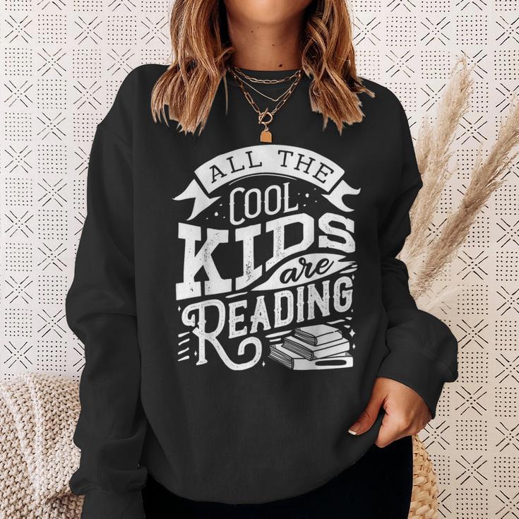 Book Reading Graphic Women Kids Book Lover Librarian Sweatshirt Gifts for Her