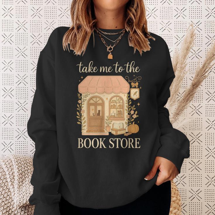 Take Me To The Book Store Cozy Bookshop Cat Aesthetic Sweatshirt Gifts for Her