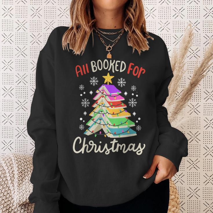 All Booked For Christmas Book Lovers Xmas Tree Women Sweatshirt Gifts for Her