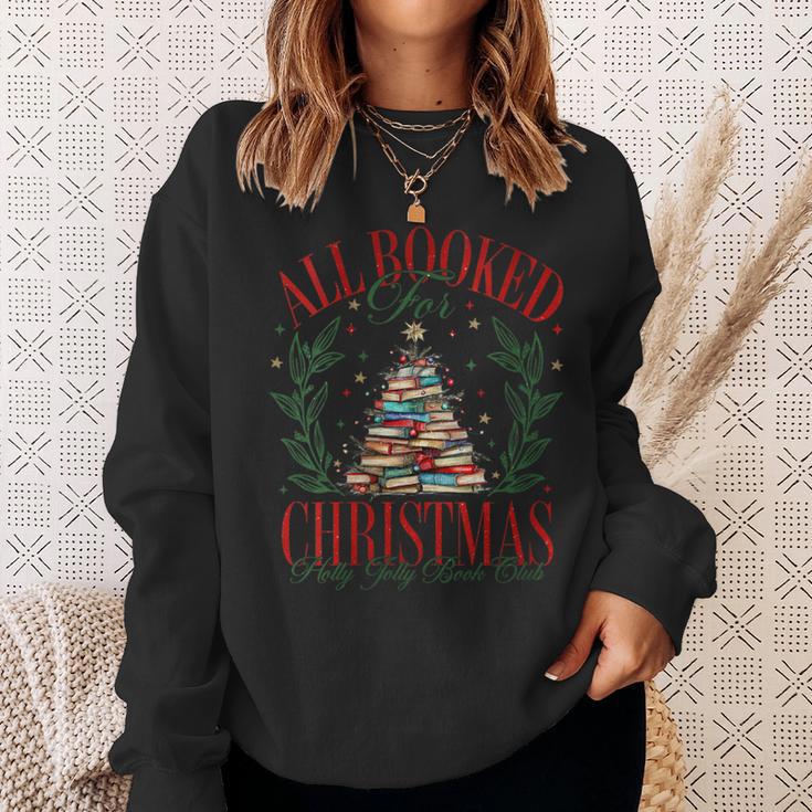 All Booked For Christmas Holly Xmas Jolly Book Club Teacher Sweatshirt Gifts for Her
