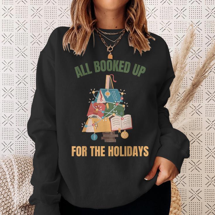 All Booked Up For The Holidays Reading Book Lover Xmas Sweatshirt Gifts for Her