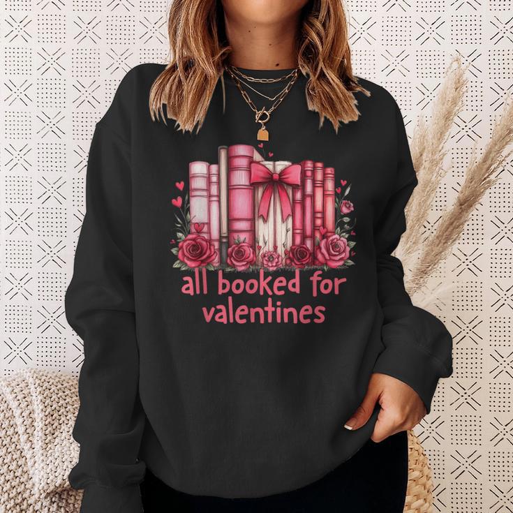 All Booked For Valentines Coquette Bow Book Lover Bookworm Sweatshirt Gifts for Her