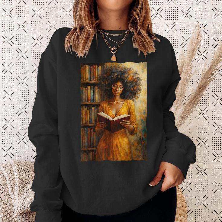 Bookish Melanin Afro Girl Reading Book Bookstore Woman Sweatshirt Gifts for Her