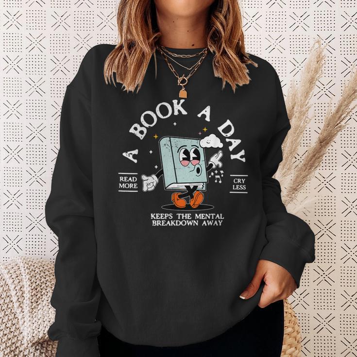 Bookish Mental Health Book A Day Retro Read More Book Sweatshirt Gifts for Her