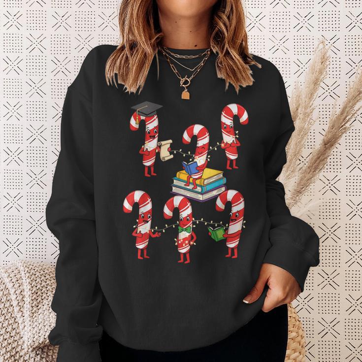 Bookmas Christmas Books Shirt Candy Cane Bookworm Sweatshirt Gifts for Her