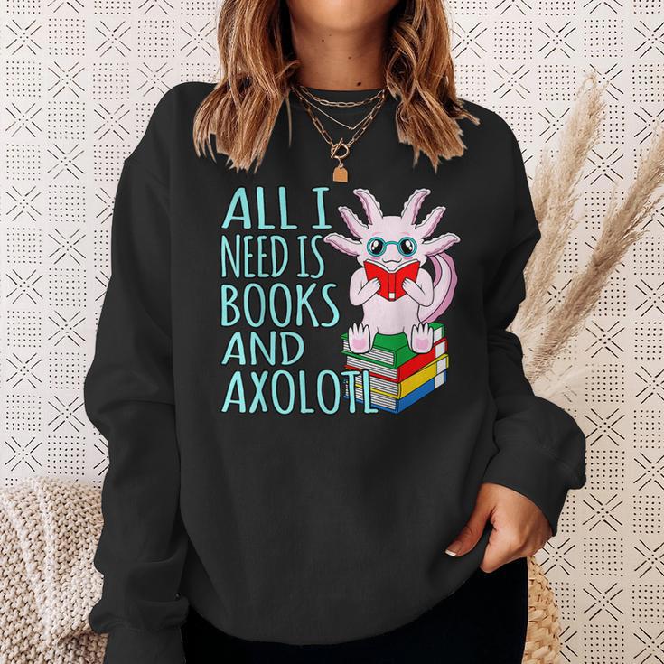 Books And Axolotl Kawaii Animal Axolotls Lover Owner Graphic Sweatshirt Gifts for Her