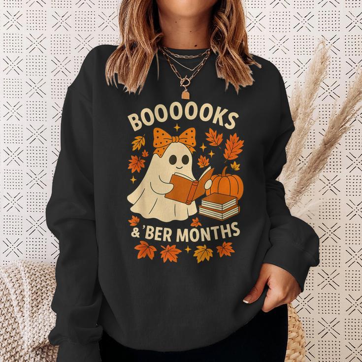 Books And BER Months Fall Librarian Reading Halloween Sweatshirt Gifts for Her