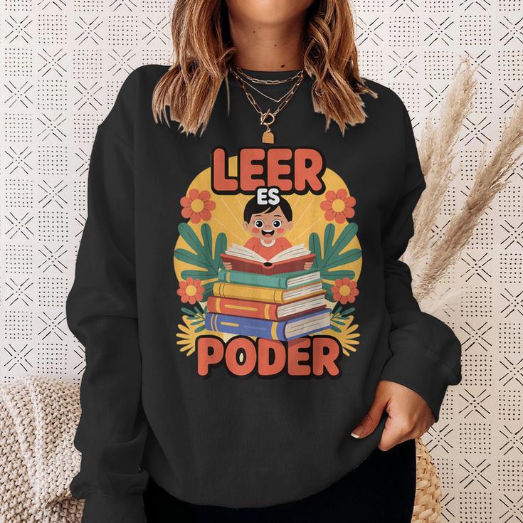 Books Bring Power Leer ES Poder Hispanic Pride Reading Sweatshirt Gifts for Her