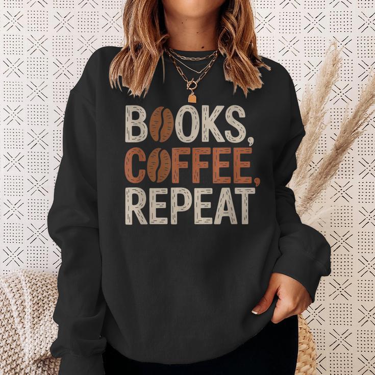 Books Coffee Repeat Librarian Book Lover Sweatshirt Gifts for Her