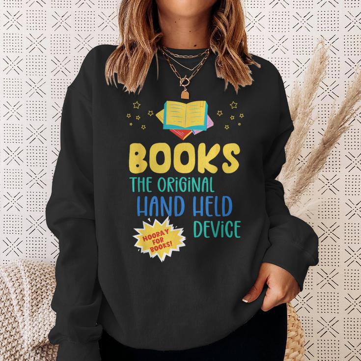 Books The Original Hand Held Device Librarian Read Teacher For Men Women Kids Sweatshirt Gifts for Her