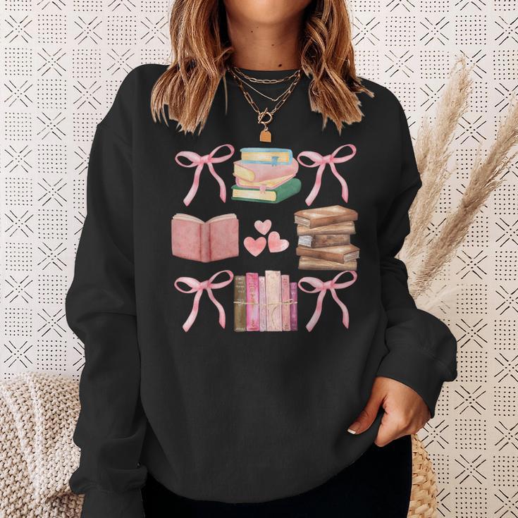 Books And Pink Bows Booktok Coquette Preppy Sweatshirt Gifts for Her