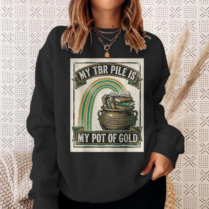Books My TBR Pile Is My Pot Of Gold Rainbow Bookish Irish Sweatshirt Gifts for Her